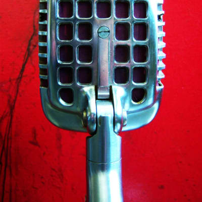 Vintage 1940's Shure 737A crystal super cardioid microphone w period S-36 desk stand PROP DISPLAY image 11
