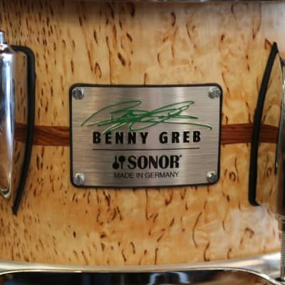 Sonor 13x 5.75" Benny Greb Signature Beech Snare Drum with Teardrop Lugs and Bubinga Inlay image 11