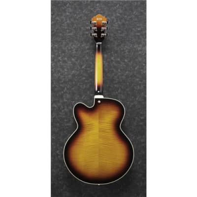 Ibanez Artcore Expressionist 2018 AF95FM Electric Guitar, Bound Ebony Fingerboard, Antique Yellow Sunburst image 2