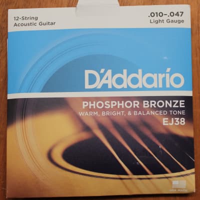 D'Addario EJ38 10-47 12 String Phosphor Bronze Acoustic Guitar String Set image 1