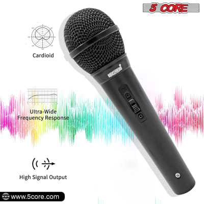 5 Core Professional Dynamic Microphone 4 Pieces Cardiod Unidirectional Handheld Mic Karaoke Singing Wired Microphones with Detachable 12ft XLR Cable, Mic Clip PM 101 BLK 4PCS image 4