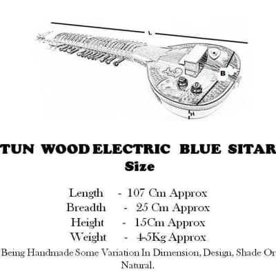 Handmade Sitar With Fiber Case Hand Paint Tun Wood Indian Musical String Electric Travel image 4