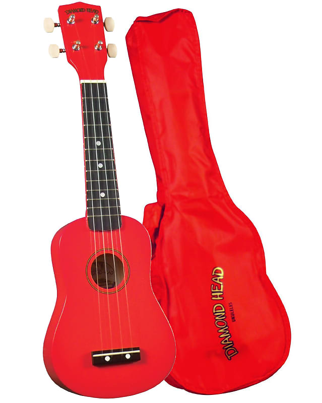 Diamond Head DU-102 4-String Soprano Ukulele, Uke with Gig Bag - Red image 1