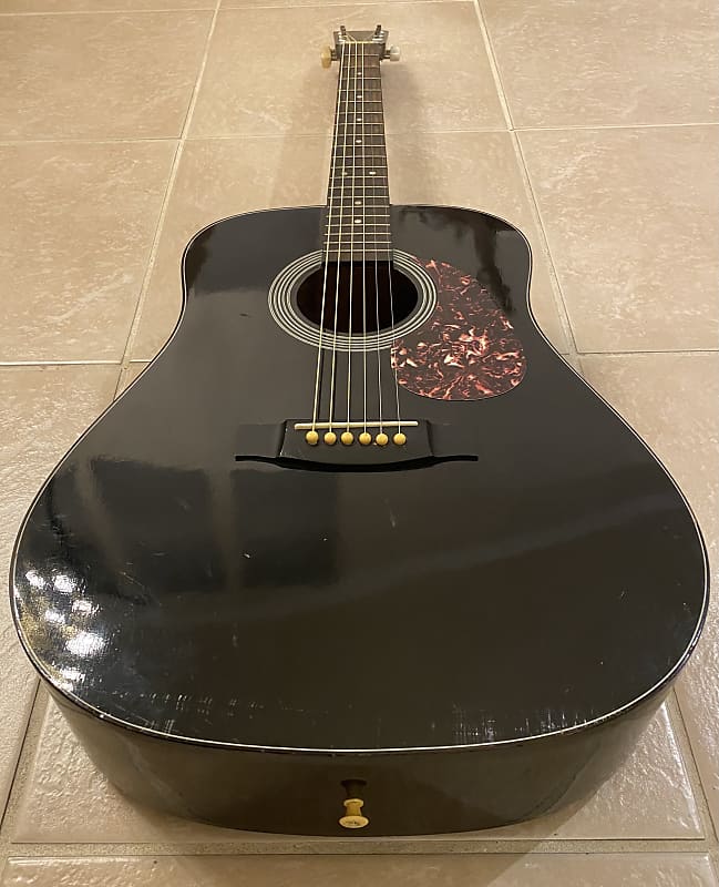Vintage Taka Acoustic Guitar Dreadnought TA501B 1970's Black