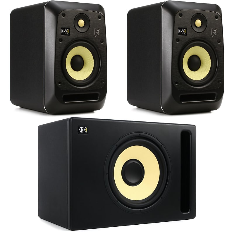 KRK V6 S4 6.5-inch Powered Studio Monitor Pair With S12.4 12-inch Powered Studio Subwoofer Bundle image 1