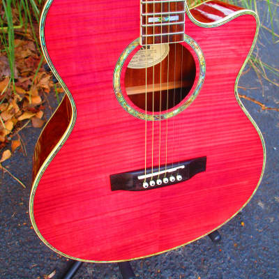 ESP LTD XAC20E  Acoustic/Electric Guitar~2011~Fuchsia~Magenta~Amazing~w/Gig Bag~Tiger Eye~XTone image 2
