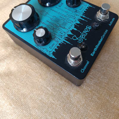 EarthQuaker Devices Spires Nu Face Double Fuzz 2016 - 2019 - Black Texture / Teal Print image 2