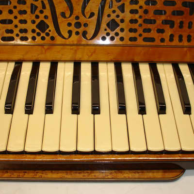 Vintage Antique "USA" Birds-Eye Maple Military Accordion w/ Geib Case image 4