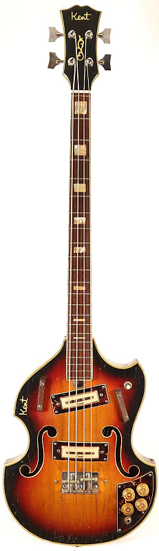 Kent 833 Hollowbody Sunburst 4-String Electric Bass Guitar