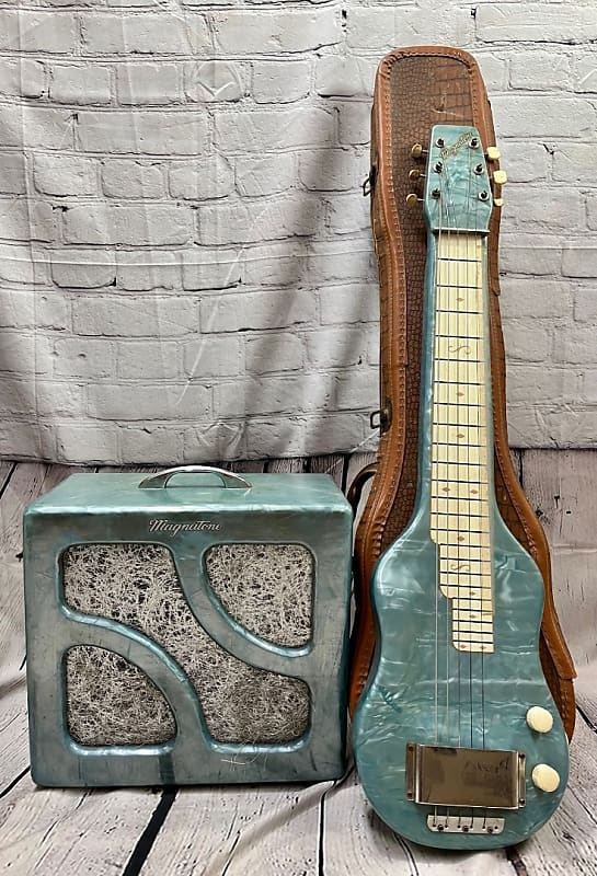 1950s Magnatone 'Mother-of-Toilet' Varsity Amplifier and Lap Steel w/Case image 1