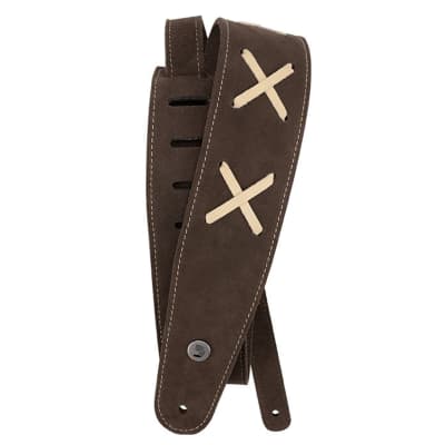 D'Addario, 2.5" Suede Leather Vintage Guitar Strap, Brown image 1
