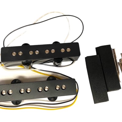 PU-104-B GPF & Bridge Pickup Set For Jazz Bass Black Covers Bar Magnets for sale