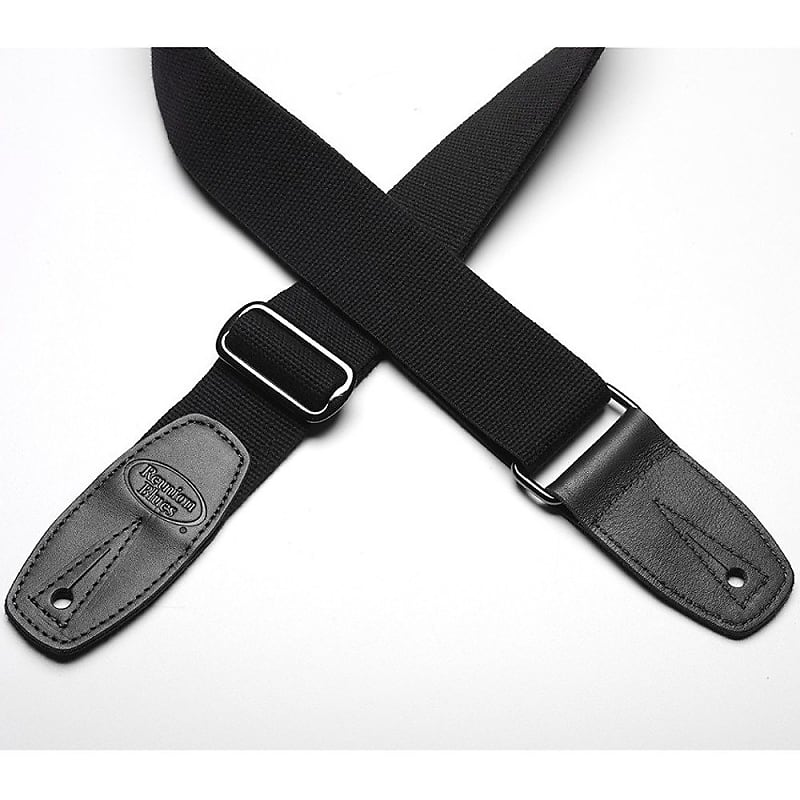Mint Reunion Blues RBS-29 Merino Wool Guitar Strap with Classic Black Leather Tab (Black) image 1