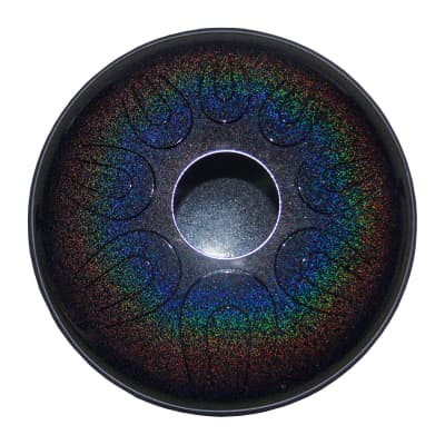 Idiopan DPD14-08D2-ORE | DUAL TONE 14-INCH TUNABLE STEEL TONGUE DRUM WITH PICKUP - ONYX RAINBOW