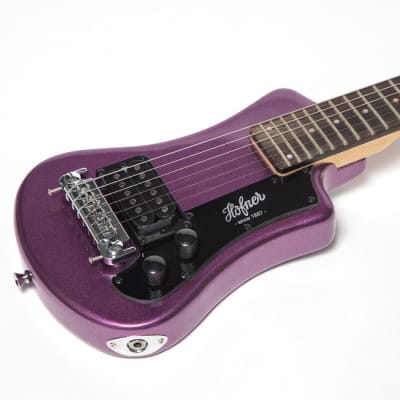 Hofner HOF-HCT-SH-PU-O Shorty Electric Travel Guitar - Metallic Purple - with Gig Bag image 4