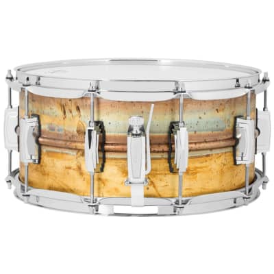 Ludwig LB464R Raw Brass Phonic 6.5" x 14" Snare Drum with Imperial Lugs image 2