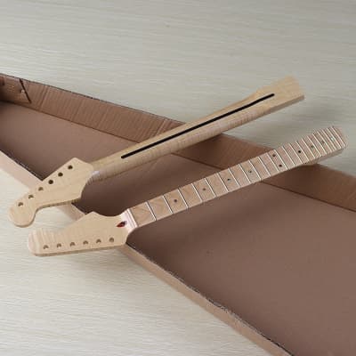 (Shipping From China, DHL 5-7 Days Delivery)  ST Tiger Pattern Natural Color Neck 22 Pin 6 String Canadian Maple Electric Guitar Neck image 9