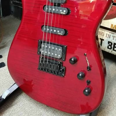 NEW Lakland Skyline 65-S Flamed Maple HSS in Transparent Red w/ Ebony Fretboard for sale