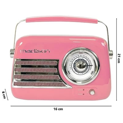Madison - FREESOUND-VR40P - 30W Vintage Long Life Battery Radio with Bluetooth, USB and FM - Pink Bild 4