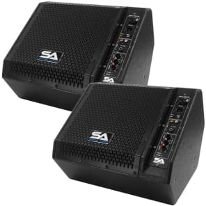 Seismic Audio SAX-10M-PW-PAIR Compact Powered 1x10" 200w 2-Way Titanium Horn Speakers (Pair)
