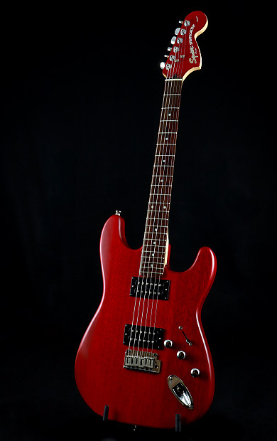 SQUIER Satin Trans Fat Stratocaster HH 2005 Rare Crimson Red