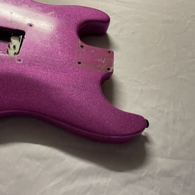 Unbranded Stratocaster Style Electric Guitar Body 2000s - Bubblegum Pink Sparkle image 9