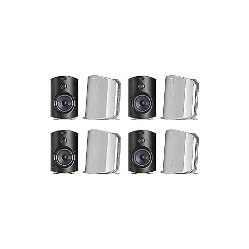 Polk Audio Atrium 6 Outdoor Speakers with Bass Reflex Enclosure | 8 Speaker Pack (4 Pairs, White) - All-Weather Durability | Broad Sound Coverage | Speed-Lock Mounting System | 4 Pairs (White) image 1