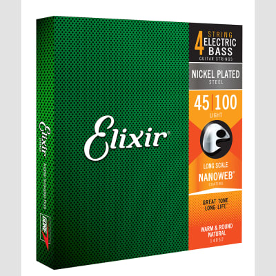 Elixir 14052 NANOWEB 4-String Light/Long Scale Electric Bass Strings 45-100 image 3