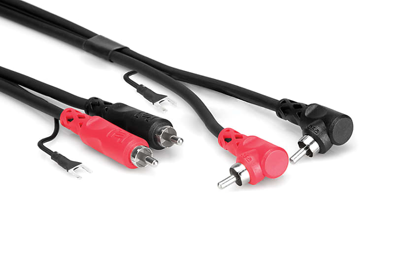 Hosa CRA-203DJ Stereo Interconnect CablDual RCA to Dual Right-angle RCA with Ground Wire (3m, 9.8ft) image 1