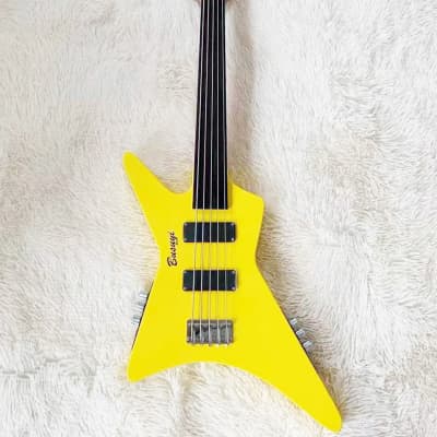 5 String Fretless Bass / 6 String Fretless Double Sided,  Busuyi Double Neck Guitar 2021 (Yellow)All levels image 2