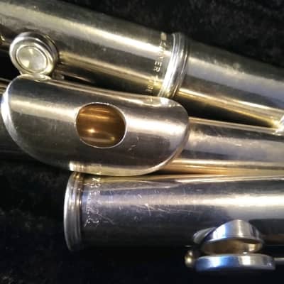 Selmer Signet Solid-Coin-Silver flute, Very Good (but ding lip-plate), case. USA image 3