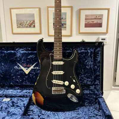 Fender Custom Shop Dual Mag II Stratocaster Relic 2020 - Black over 3-Color Sunburst image 9