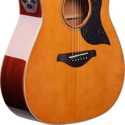 Yamaha A5M ARE Solid Wood Acoustic-Electric Guitar, Vintage Natural w/ Hard Case image 4