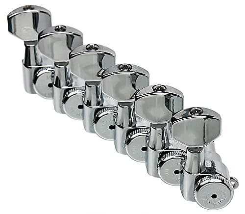 Hipshot CHROME 6-InLine Grip-Lock Non-Staggered Vintage Post Guitar Tuners w/UMP image 1