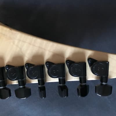 Mayones KTM guitar SSH tremolo Superstrat - Black with red scropolanti + gigbag image 3