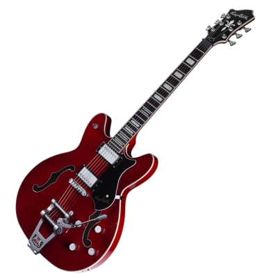 Hagstrom Tremar Viking Deluxe, Semi-hollow Electric Guitar with Tremolo, Wild Cherry Transparent Gloss image 6