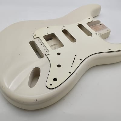 4lbs 1oz BloomDoom Nitro Lacquer Aged Relic Vintage White HSS S-Style Vintage Custom Guitar Body image 5