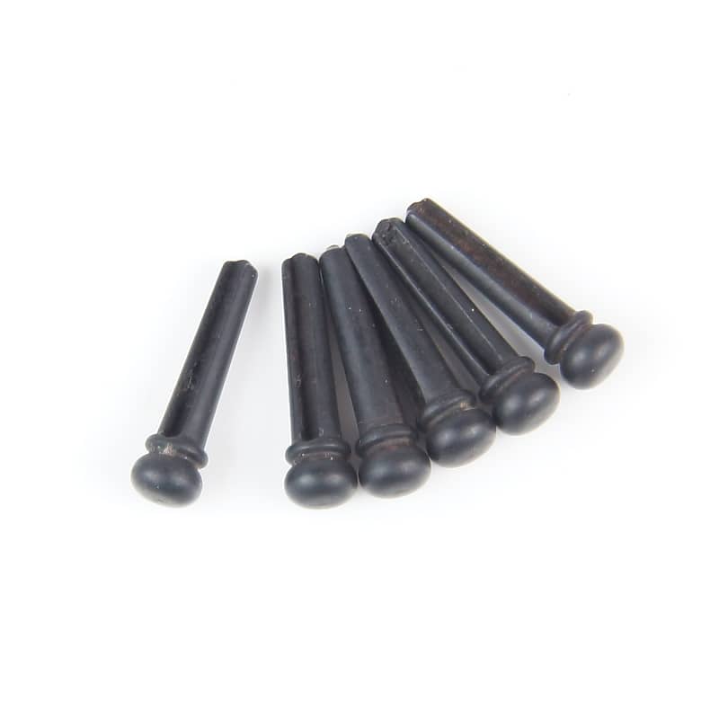 Premium Ebony Acoustic Guitar Bridge Pins, No dot (set of 6) Reverb