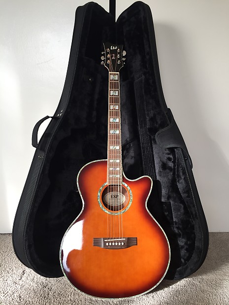 ESP LTD XTONE XAC10E Sunburst Electronic Acoustic Guitar Gator Velvet GL APX RARE