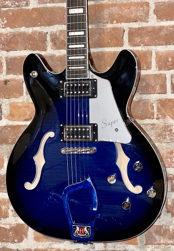 Hagstrom SUVIK-DBS Super Viking Semi Hollow Electric Guitar Dark Baltic Sea, Amazing 335 From Sweden image 1