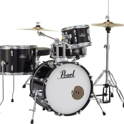 Pearl Roadshow RS584C/C 4-piece Complete Drum Set with Cymbals - Jet Black  Bundle with RTOM Moongel Drum Damper Pads - Blue (6-pack) image 3