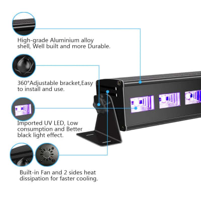 60 Ft-Remote Uv Black Light For Parties, Super Bright 27W Dimmable Sound  Activated Black Lights, Dmx Control 9 Led Uv Bar Blacklight,Best For Glow  Dance Party Birthday Wedding Dj Stage Lighting