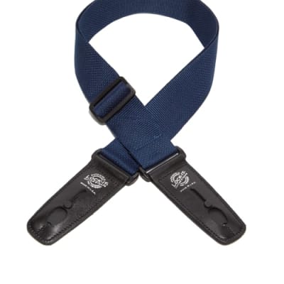 Lock-It Professional Poly Guitar Strap with Locking Leather Ends, Navy Blue image 2