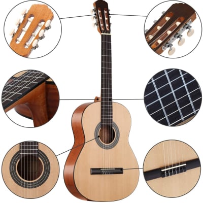 39 Inch Full-size Classical Acoustic Guitar Spruce Mahogany Body image 8
