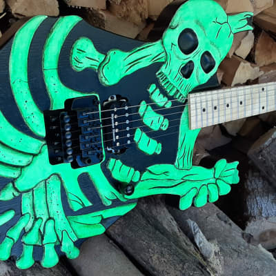 Big D's Custom Shop Neon Green Skull and Bones George Lynch | Reverb