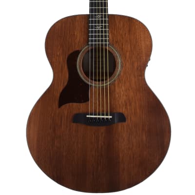 Sawtooth Mahogany Series Left-Handed Solid Mahogany Top Acoustic-Electric Jumbo Guitar with Padded Gig Bag and Pick Sampler image 3