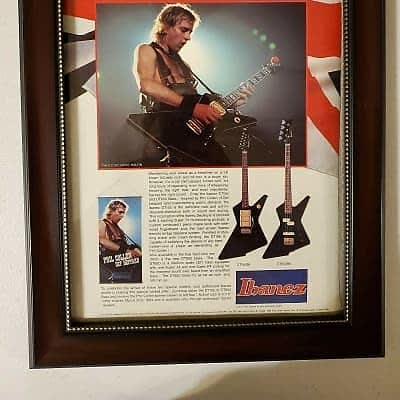 1984 Ibanez Guitars Color Promotional Ad Framed Phil Collen Def