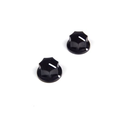 2x Control Knobs For Guitar Pedal or Audio Amplifier, 6mm Shaft, Black (adjustable)