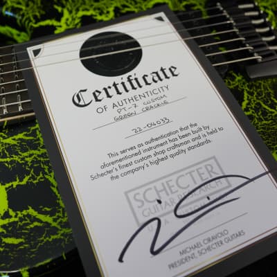 Schecter USA CUSTOM SHOP PT-7 Green Crackle 7-String Electric Guitar w/ Black Tolex Case (2022) image 12