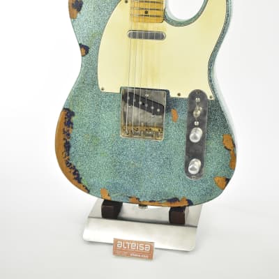 Maybach Custom Shop Teleman Masterbuild by Nick Page Heavy Relic 2021 Turquoise Sparkle 4/4 3289gr image 4